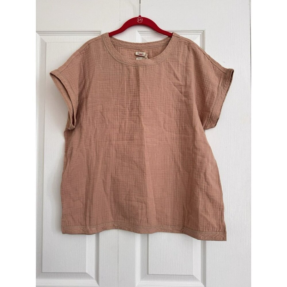 Faherty Women's Size Large Dream Cotton Gauze T-Shirt - Women's Tan Peach - Picture 2 of 7